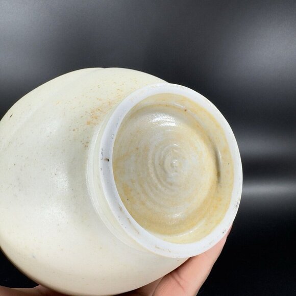Vintage Hand Made Stoneware Pottery Vase Vessel Shell Swirl Pattern Hand Crafted - Picture 7 of 15